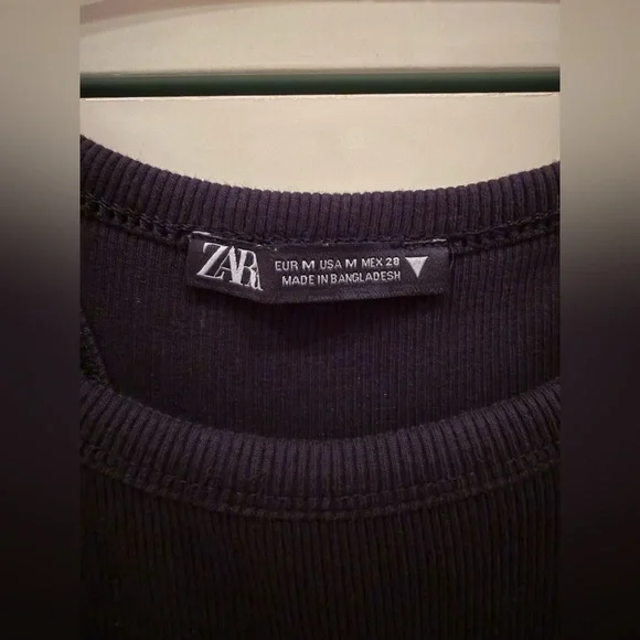 Zara Tank Dress Women S Black Ribbed Knit Round Neck Textured Bodycon Sleeveless - Picture 2 of 4